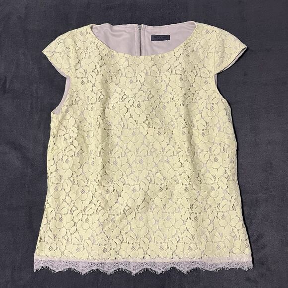 S. Oliver Womens Butter Yellow Lace Floral Blouse Size 6 Small Feminine Coquette - Picture 1 of 11